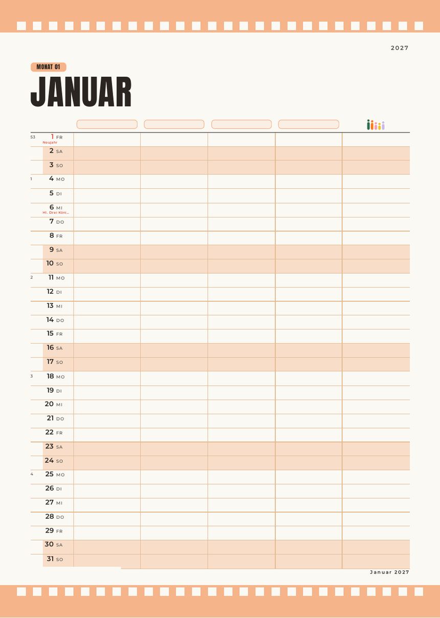 Monatsseite Januar